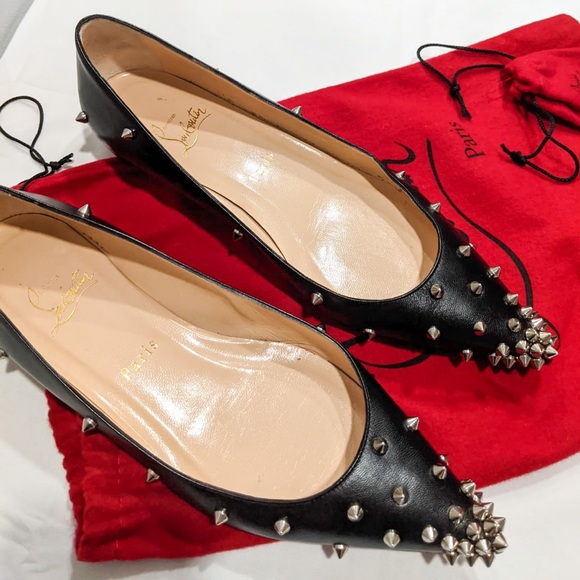 louboutin / studded pointed toe flats - Picture 4 of 9